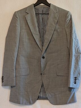Men 100% Wool Blazer Sport Coat Gray Tailored 2 Button Jacket Natural Fiber Soft